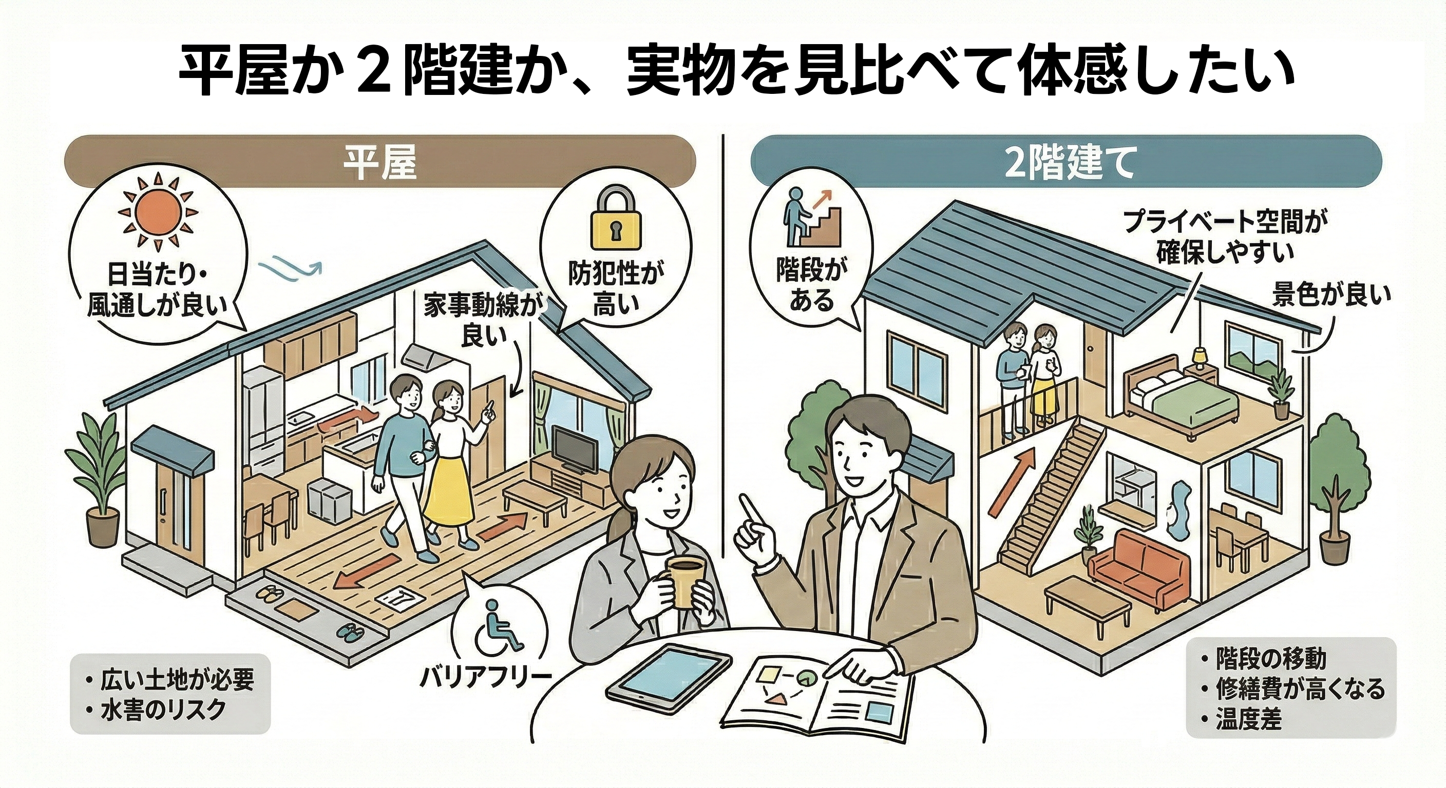 平屋と2階建で迷っている